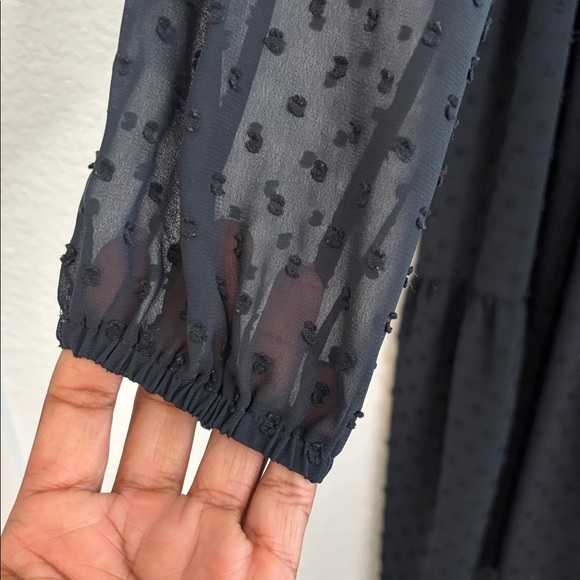 Matilda Jane Women's Dress Medium Nostalgia Charlie Swiss Dot Black Peasant L - Picture 7 of 10